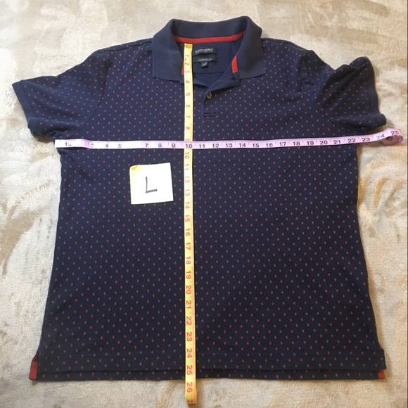 Banana Republic blue with red diamond pattern mens polo shirt Size L - Picture 8 of 8